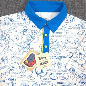RSVLTS x Disney Donald Duck Polo Shirt Mens XS Blue Designing Donald Print NEW